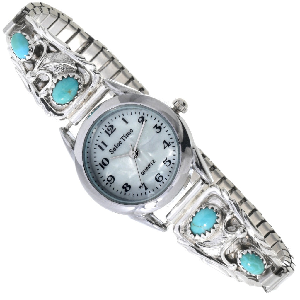 navajo-silver-turquoise-watch-Ladies-Bracelet